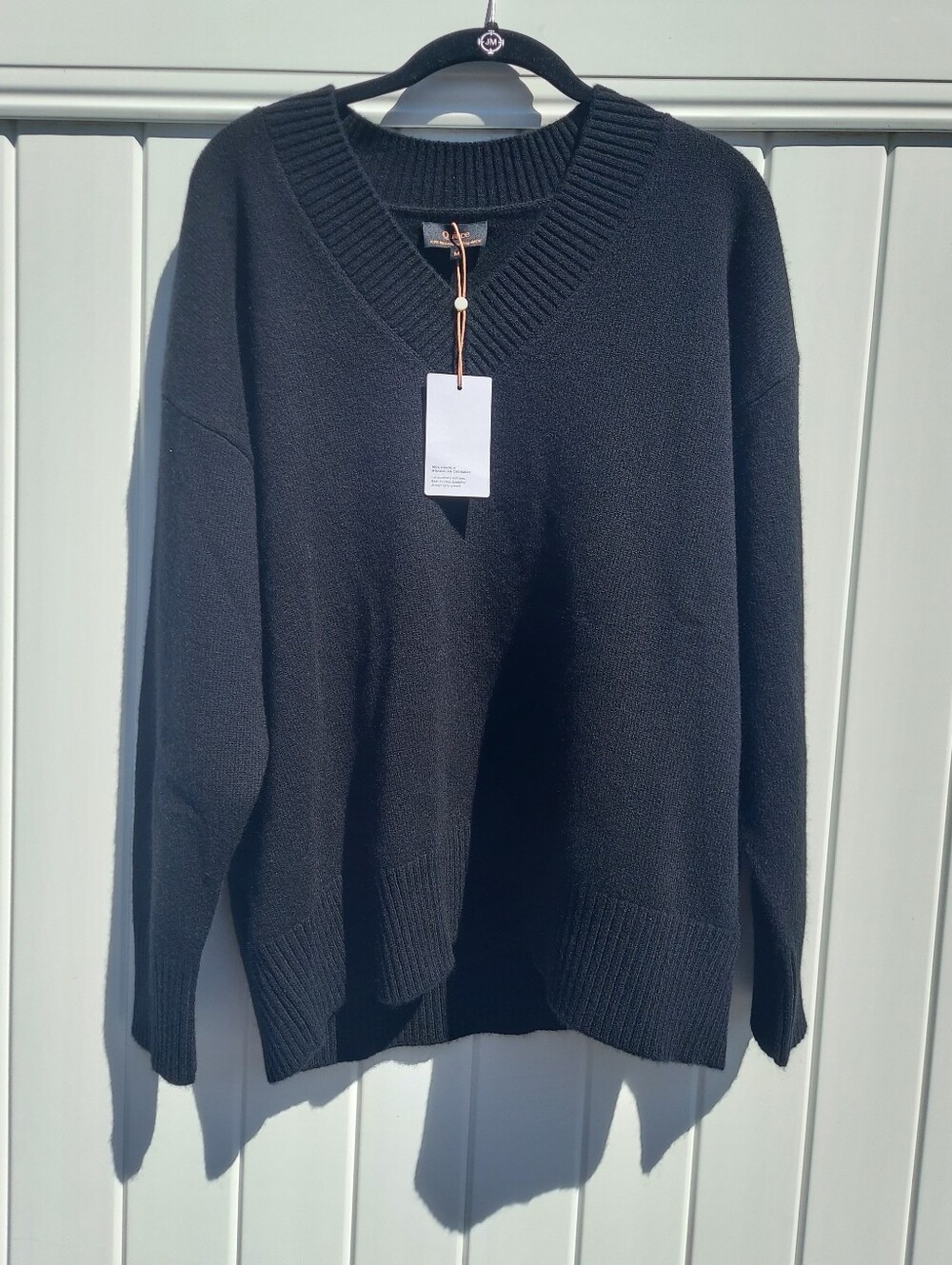 Quince 100% Mongolian Cashmere Black V-Neck Oversized Sweater Women Size Medium